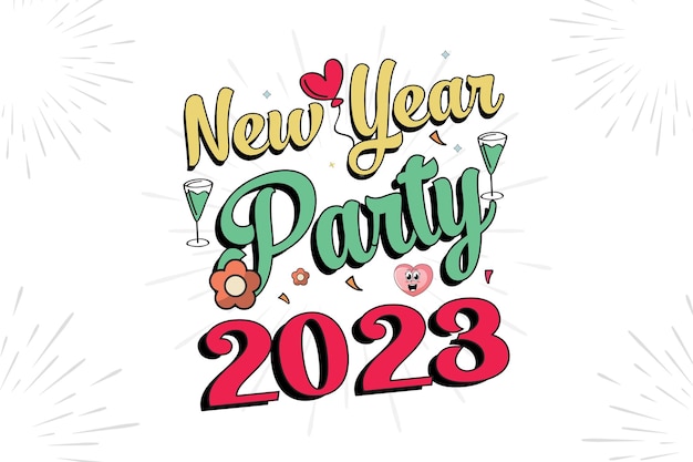 Vector diseño de camiseta de tipografía de fiesta de año nuevo 2023