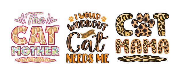 Diseño de camiseta de tipografía de gato