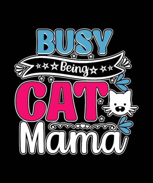 Diseño de camiseta de tipografía de gato