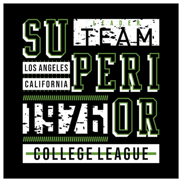 Diseño de camiseta de tipografía gráfica de la liga universitaria superior
