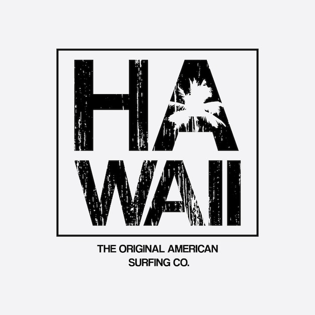 Diseño de camiseta de tipografía de ilustración de HAWAII