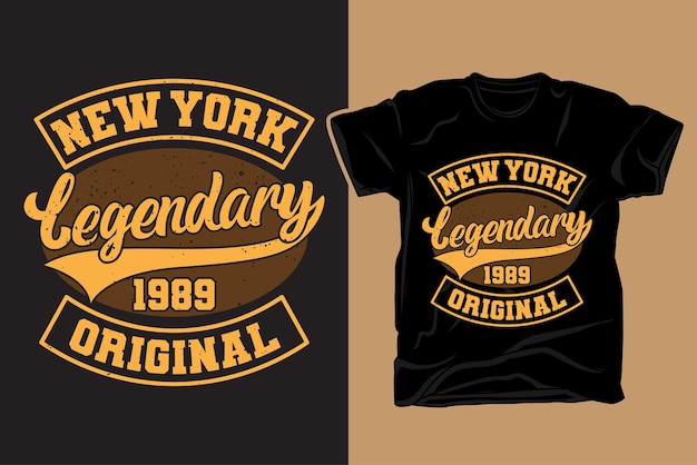 Diseño de camiseta de tipografía legendaria del equipo universitario de nueva york