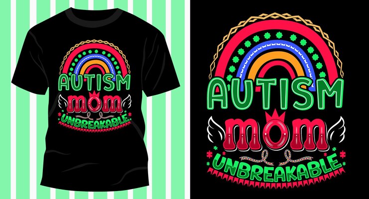 Diseño de camiseta de tipografía de mamá autista