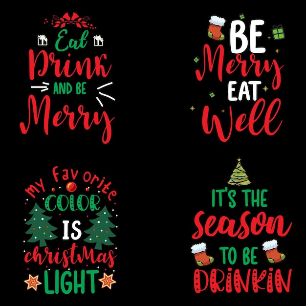 Diseño de camiseta de tipografía navideña Diseño de camiseta de tipografía vectorial navideña