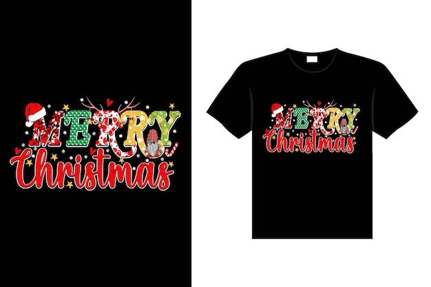 Diseño de camiseta de tipografía navideña.