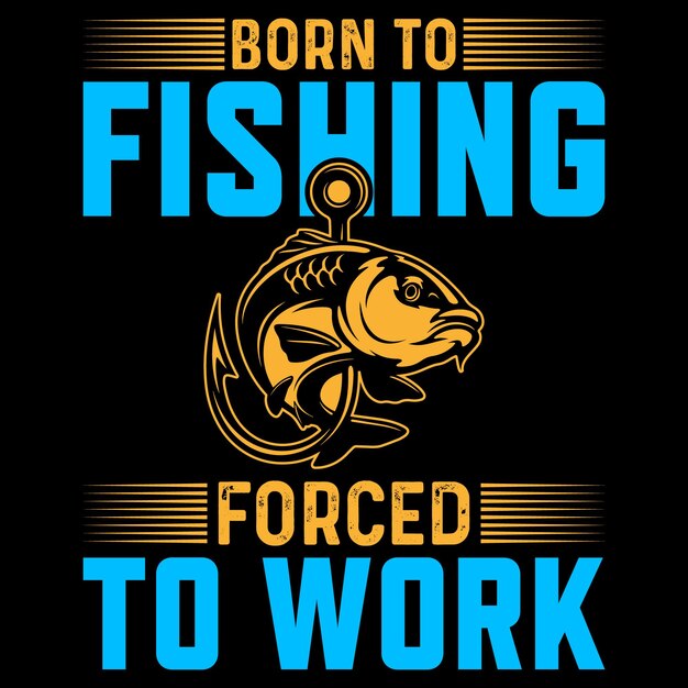 Diseño de camiseta de tipografía de pesca con gráfico vectorial editable.