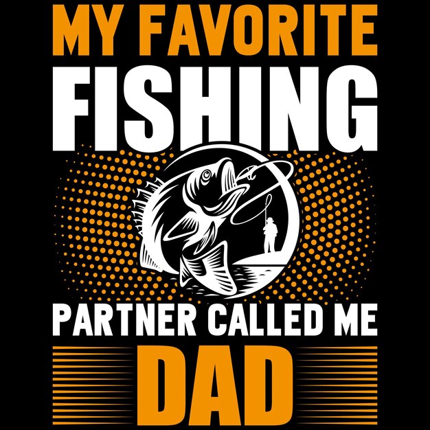 Diseño de camiseta de tipografía de pesca con gráfico vectorial editable.
