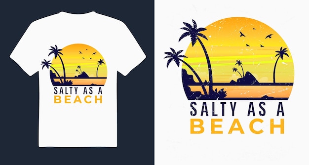 Diseño de camiseta de tipografía de puesta de sol vintage Salty As a Beach