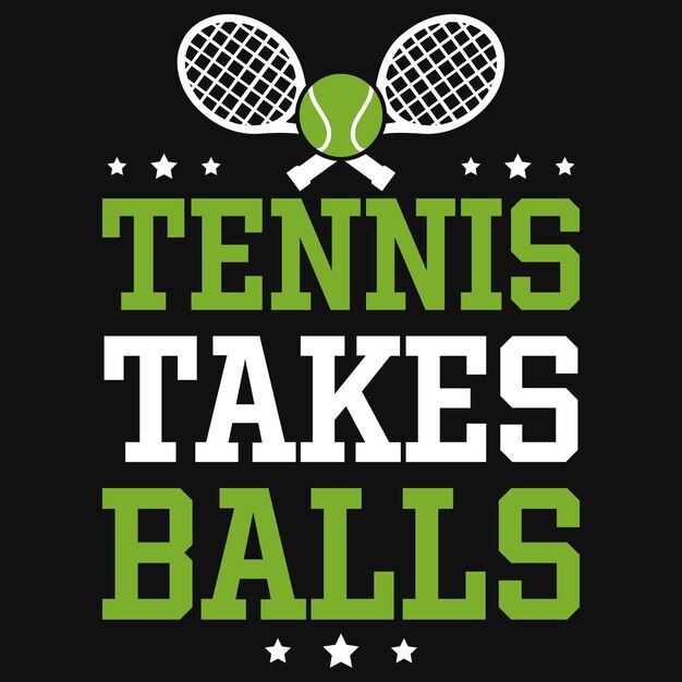 Diseño de camiseta de tipografía de tenis con pelotas.