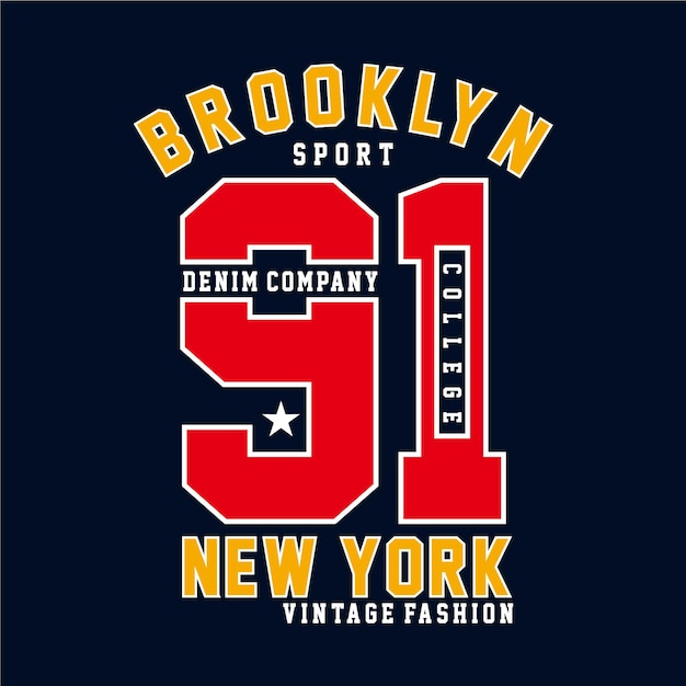 Diseño de camiseta de tipografía de la universidad deportiva de Brooklyn