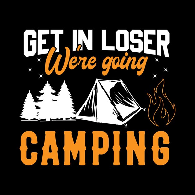 Diseño de camiseta de tipografía de vector de camping