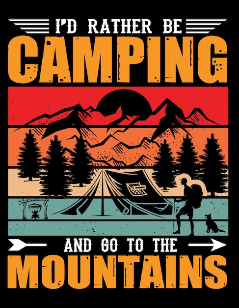 Diseño de camiseta de tipografía de vector de camping