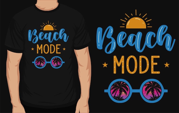 Diseño de camiseta de tipografía de verano en modo playa.