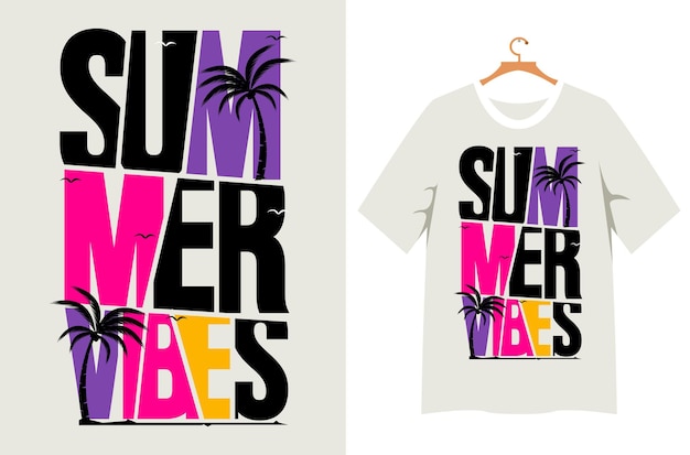 Diseño de camiseta de tipografía de vibraciones de verano