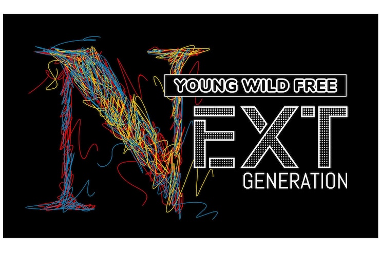Vector diseño de camiseta de tipografía vintage y scribble colorido de próxima generación en ilustración vectorial