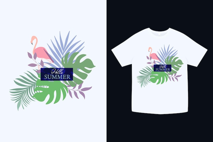 Diseño de camiseta tropical de verano.
