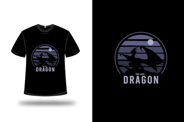 Diseño de camiseta. el último dragón en morado y negro