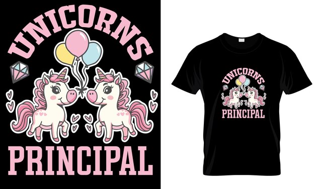 Diseño de camiseta de unicornio y arcoiris