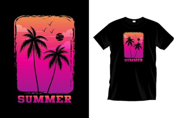 Diseño de camiseta de vacaciones de verano Diseño de maqueta de camiseta camiseta negra gráfica retro vintage