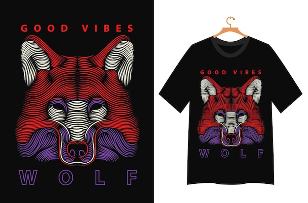 diseño de camiseta de vector de cara de lobo