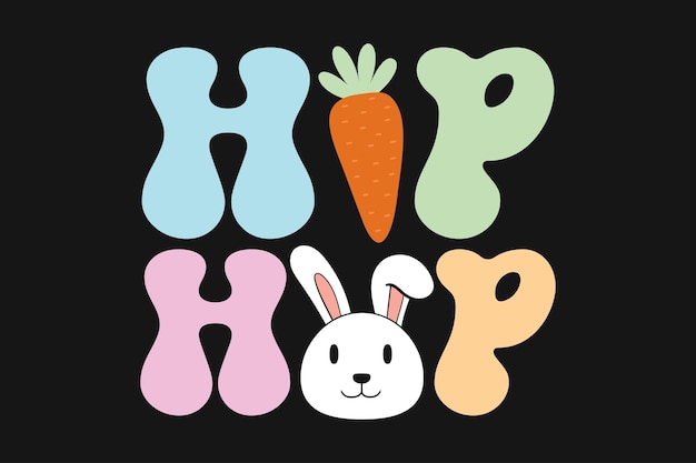 Diseño de camiseta de vector de conejito de pascua feliz