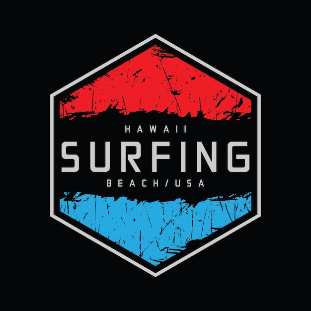 Diseño de camiseta de vector de ilustración de tipografía de surf