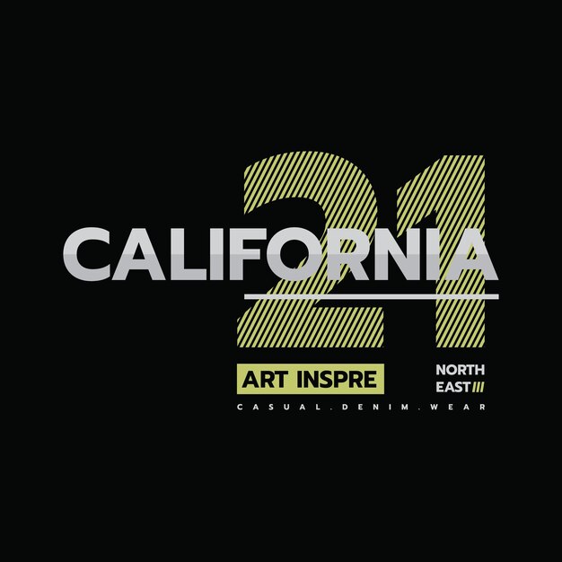 Diseño de camiseta de vector de tipografía de California