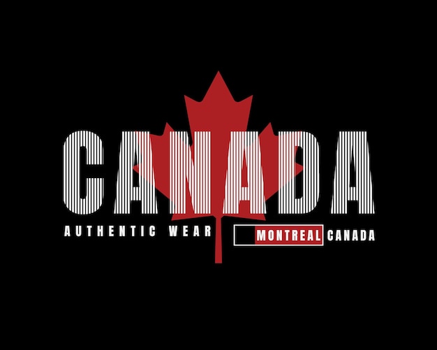 Diseño de camiseta de vector de tipografía de canadá