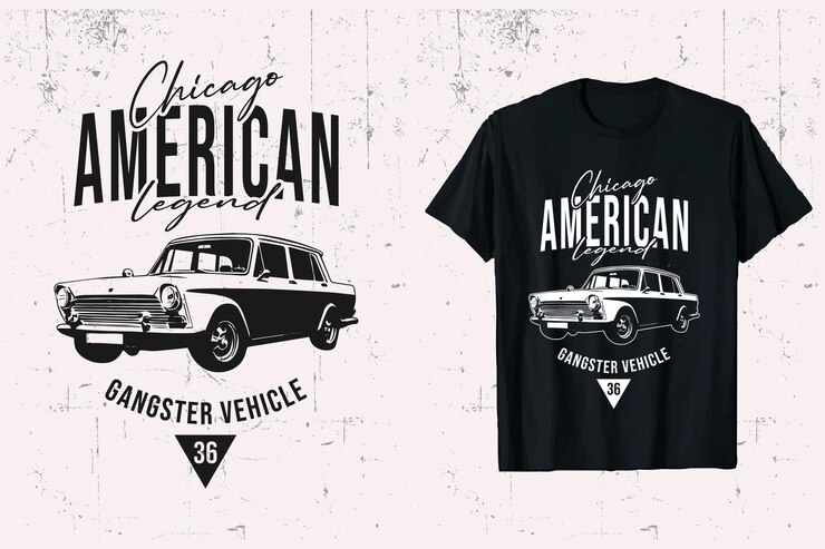 diseño de camiseta vectorial de automóviles clásicos de época