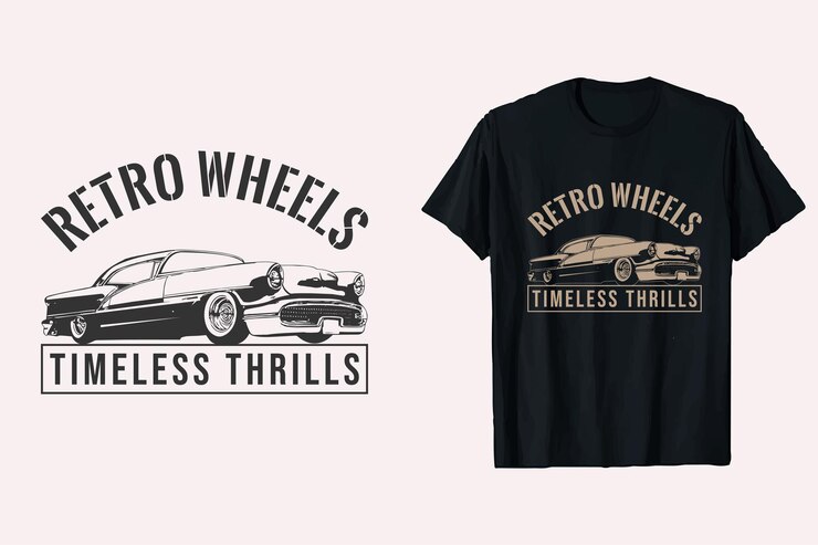 Diseño de camiseta vectorial de coche clásico retro Estampados de camisetas con gráfico de coche antiguo