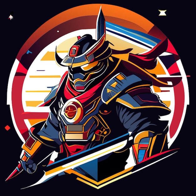 Vector un diseño de camiseta vectorial lúdico de un samurai en el espacio renderizado en el motor irreal 5