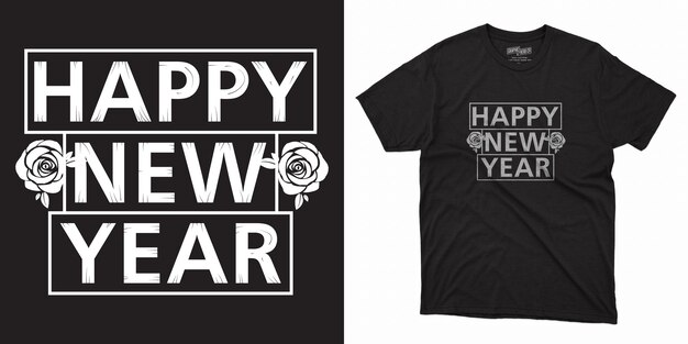 Diseño de camiseta vectorial moderno Feliz año nuevo