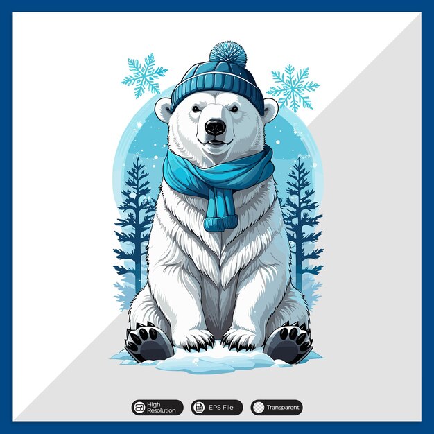 Diseño de camiseta vectorial de oso polar de colores