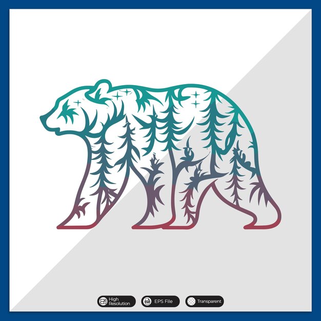 Diseño de camiseta vectorial de osos de colores