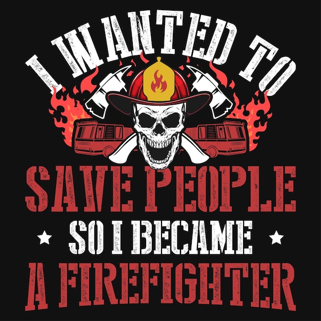 Diseño de camiseta vectorial premium con gráficos de bomberos