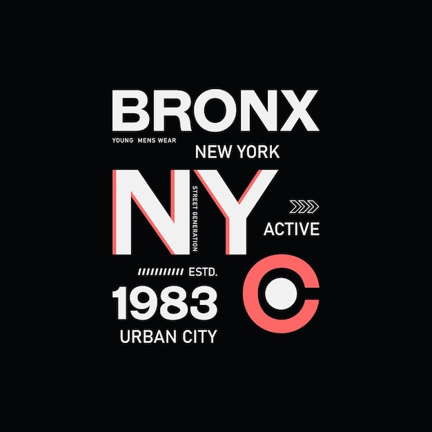 Diseño de camiseta vectorial de tipografía gráfica nyc bronx