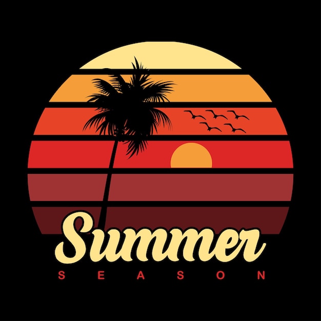 Diseño de camiseta vectorial de tipografía de verano