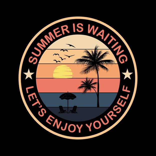 Diseño de camiseta vectorial de tipografía de verano