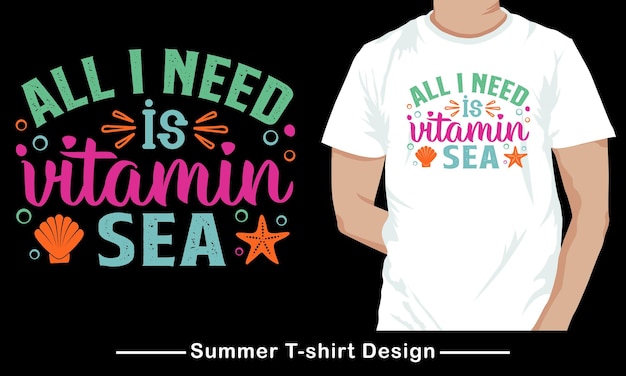 Diseño de camiseta vectorial de tipografía de verano