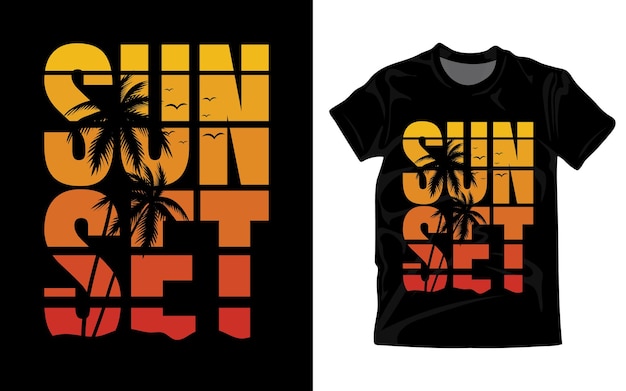 Diseño de camiseta de verano al atardecer