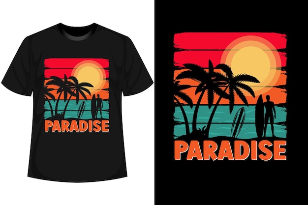 Diseño de camiseta de verano Camisa vintage de verano y maqueta vectorial