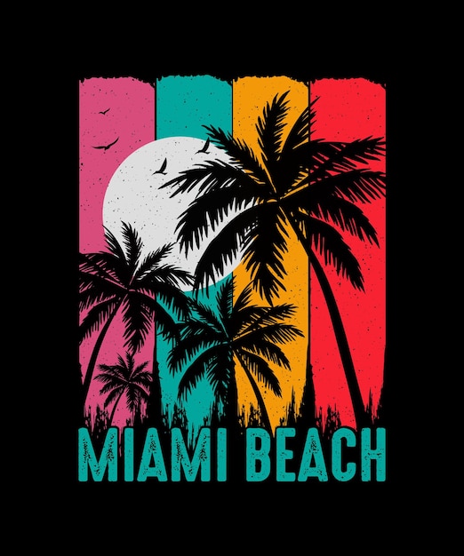 Diseño de camiseta de verano de Miami Beach