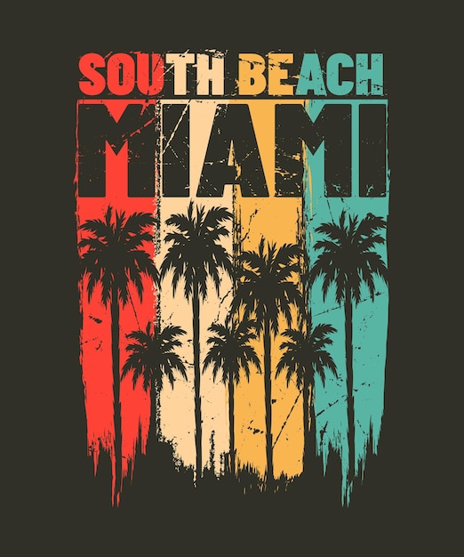 Vector diseño de camiseta de verano de south beach miami