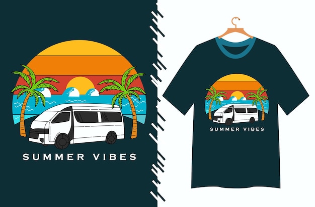 Diseño de camiseta de viaje de vibraciones de verano