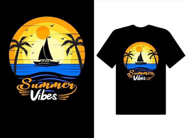 Vector diseño de camiseta de vibraciones florales de verano de tipografía de aventura vectorial