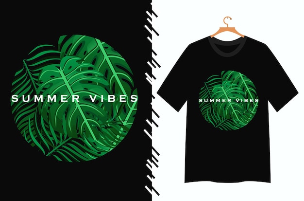 Diseño de camiseta de vibraciones de verano tropical.