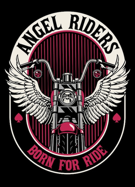 Diseño de camiseta vintage de angel rider motorcycle club