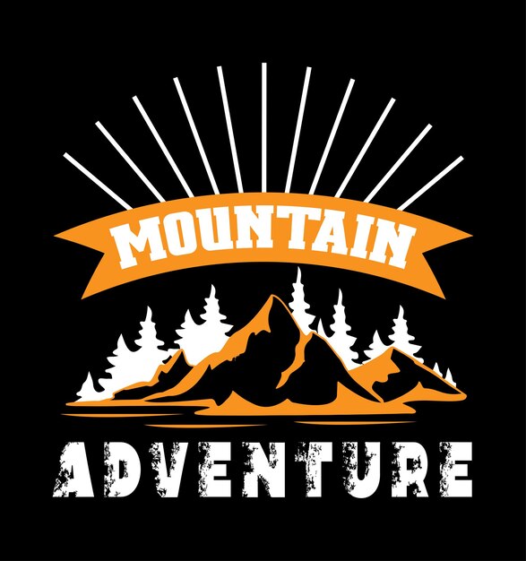 Diseño de camiseta vintage de aventura en la montaña.