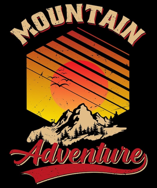 Diseño de camiseta vintage de aventura de montaña