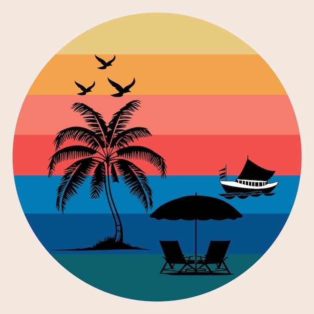 Diseño de camiseta vintage Beach Sunset